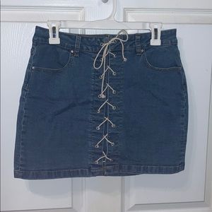 Denim Lace Up Skirt